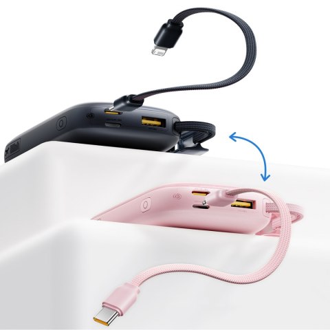 Powerbank 10000mAh 22.5W z wyświetlaczem odłączanym kablem - czarny