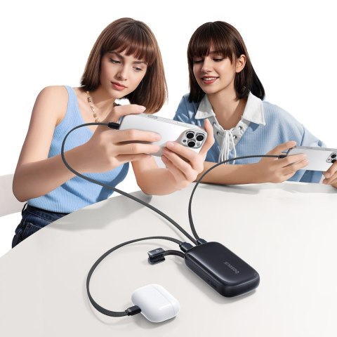 Powerbank 10000mAh 22.5W z wyświetlaczem odłączanym kablem - czarny