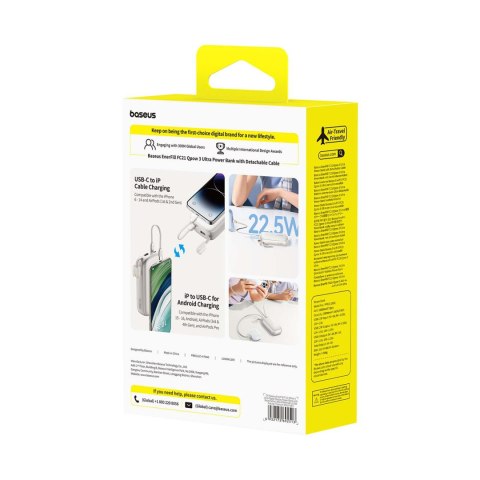 Powerbank 20000mAh 22.5W z wyświetlaczem kablem EnerFill FC21 Qpow 3 Ultra - beżowy
