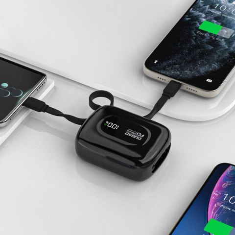 Powerbank K32 10000 mAh z wbudowanym kablem USB-C iPhone Lightning 22.5W - czarny