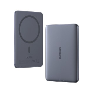 Powerbank ultra cienki 5000mAh 20W MagSafe z kablem USB-C 60W 30cm - szary