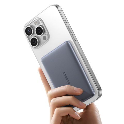 Powerbank ultra cienki 5000mAh 20W MagSafe z kablem USB-C 60W 30cm - szary