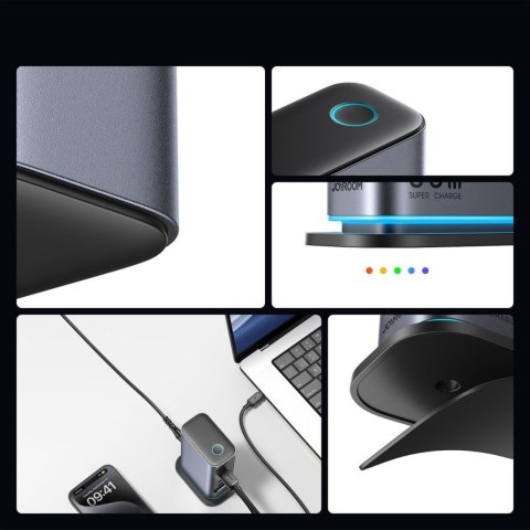 Stacja ładująca JR-TCM02 2x USB-A 4x USB-C GaN 65W wtyczka UK - szara