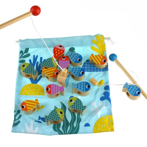 TOOKY TOY Drewniana Gra Wieloryb i Rybki Wielofunkcyjna 4 w 1