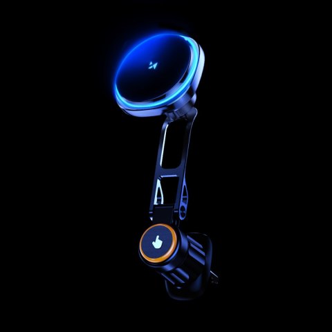 Uchwyt samochodowy z ładowarką indukcyjną do telefonu wentylatorem na kratkę Qi MagSafe 15W - czarny