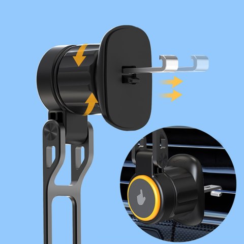 Uchwyt samochodowy z ładowarką indukcyjną do telefonu wentylatorem na kratkę Qi MagSafe 15W - czarny