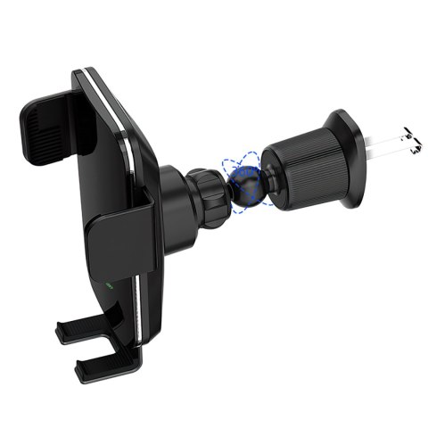 Uchwyt samochodowy zaciskowy z ładowarką indukcyjną do telefonu na kratkę 15W - czarny