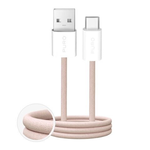Kabel przewód USB-A - USB-C w oplocie Fabrik 10W 1.5m - beżowy