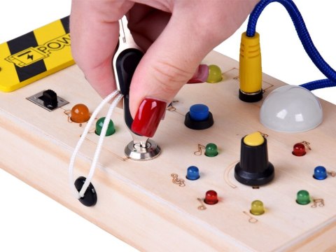 Drewniana TABLICA manipulacyjna Montessori - elektryczne diody LED ZA5944