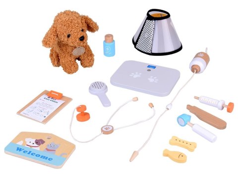 Drewniany szpital dla zwierząt Weterynarz dla dzieci piesek pluszowy ZA5939