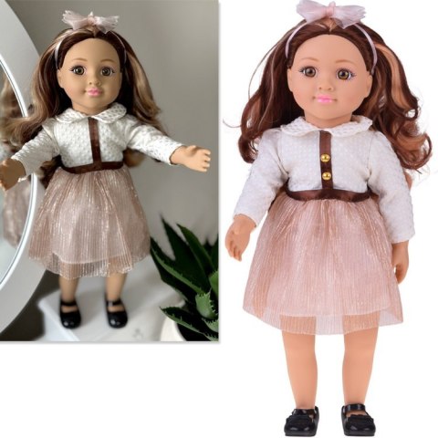 Duża urocza lalka 48cm w sukience + wbudowana melodia i miękki tułów ZA5842