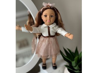 Duża urocza lalka 48cm w sukience + wbudowana melodia i miękki tułów ZA5842