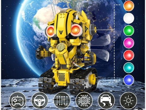 Klocki Techniczne Robots Pro 5w1 Zestaw Pilot + światło LED 673ele RC0743