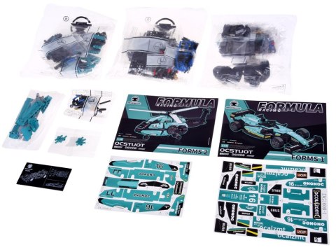 Klocki techniczne 2w1 Bolid Formuła 1 helikopter 736ele naklejki ZA5730