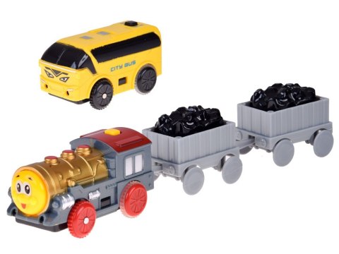 Kolejka Elektryczna 2w1 Lokomotywa z Wagonami + Tor i Autobus ZA5886