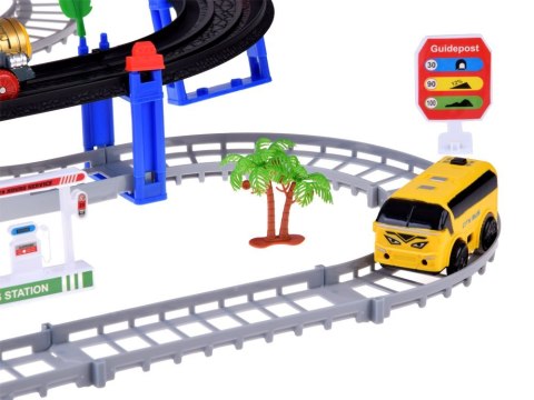 Kolejka Elektryczna 2w1 Lokomotywa z Wagonami + Tor i Autobus ZA5886