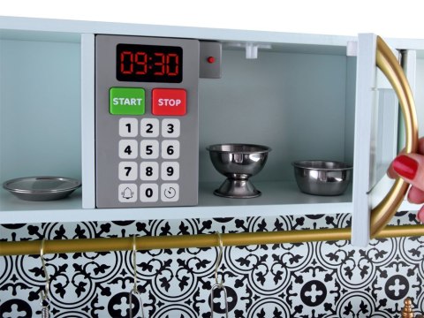 Miętowa drewniana Kuchnia dla dzieci efekty dźwiękowe świetlne ZA4128