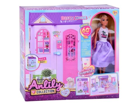 Rozkładany domek dla lalki walizka mebelki + lalka Anlily ZA5694
