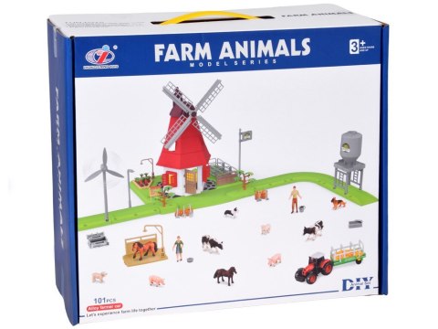 SERIA ZWIERZĘTA FARMA Zestaw WIATRAK młyn 101ele figurki ZA5688