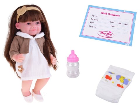 Urocza lalka Tosia z miękkiej gumy długie włosy sukienka 30 cm ZA5832