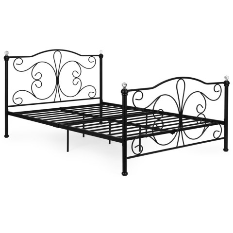 Łóżko metalowe 160x200 cm ze stelażem czarna rama kryształy ModernHome