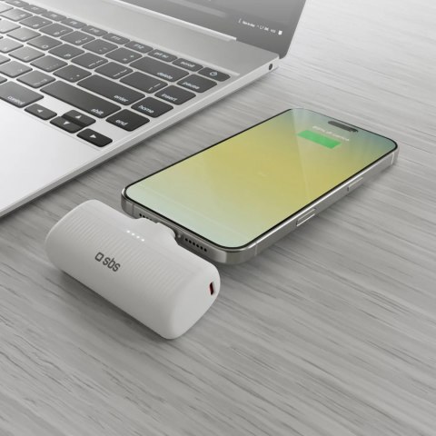 Powerbank EcoPower 5000 mAh 10W z wbudowanym portem USB-C - biały