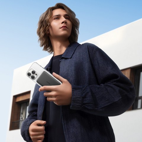 Powerbank magnetyczny Ultra-Slim 5000mAh 20W PicoGo AM41 MagSafe z kablem USB-C 30cm - czarny