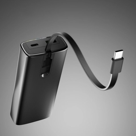 Powerbank z wyświetlaczem 10000mAh PD 20W LCD kablem USB-C - szary