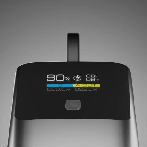 Powerbank z wyświetlaczem 10000mAh PD 20W LCD kablem USB-C - szary