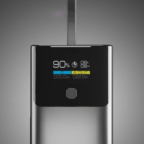 Powerbank z wyświetlaczem 10000mAh PD 20W LCD kablem USB-C - szary