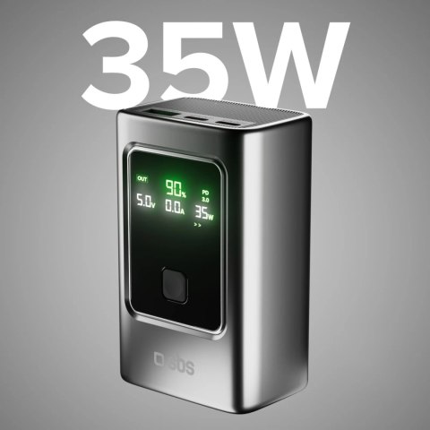 Powerbank z wyświetlaczem 10000mAh PD 35W LCD - szary