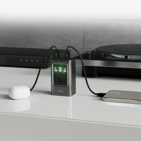 Powerbank z wyświetlaczem 10000mAh PD 35W LCD - szary