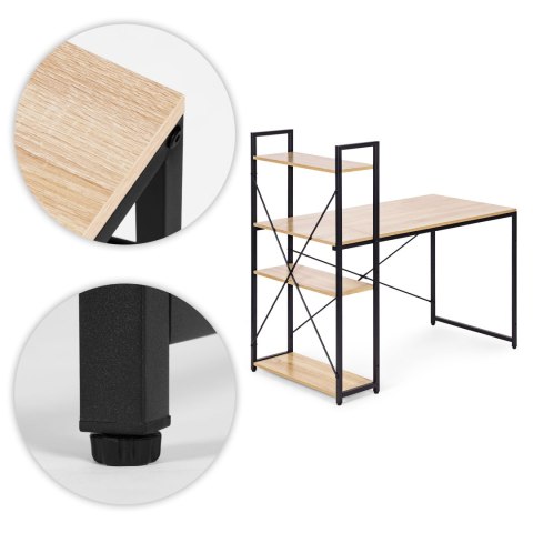 Biurko komputerowe szkolne 120x60 cm regał z 3 półkami loft ModernHome