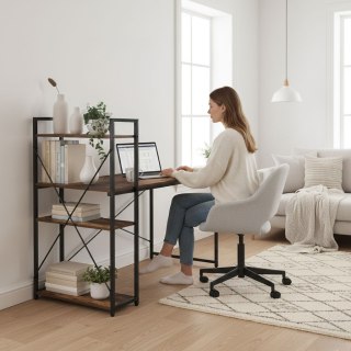 Biurko komputerowe szkolne 120x60 cm regał z 3 półkami loft ModernHome