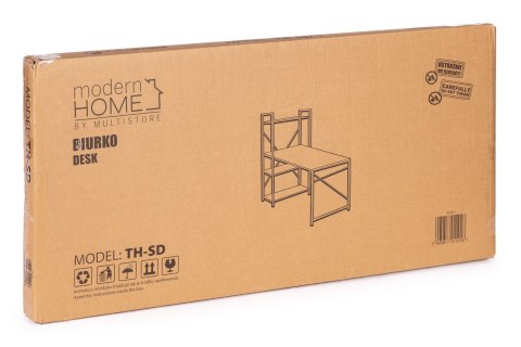 Biurko komputerowe szkolne 120x60 cm regał z 3 półkami loft ModernHome