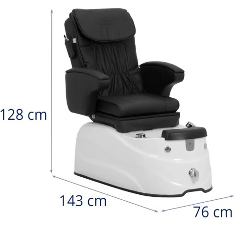 Fotel podologiczny do pedicure z funkcją masażu brodzikiem - czarny
