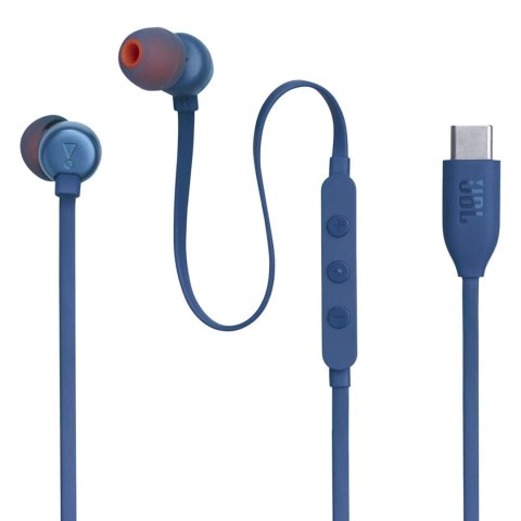 Słuchawki dokanałowe przewodowe JBL Tune 310C USB-C - niebieskie