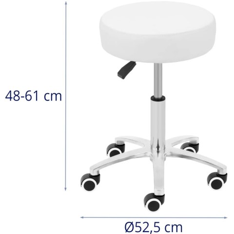Taboret stołek kosmetyczny na kółkach do 120 kg COMO - biały