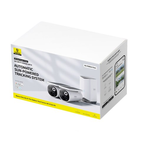 Zestaw do monitoringu zewnętrzny solarny 2 kamery 3K 8x 16GB - biały